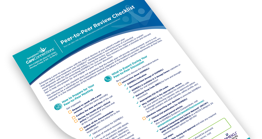GOMEKLI® (mirdametinib) peer-to-peer checklist PDF