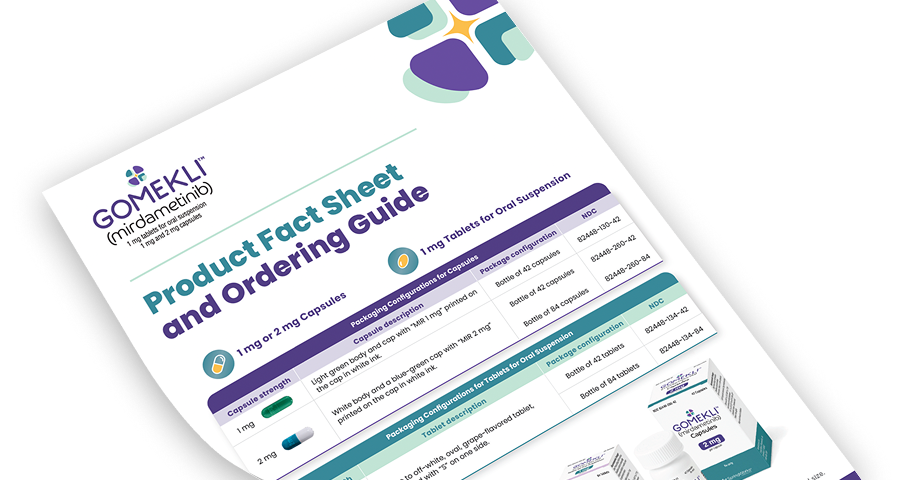 GOMEKLI® (mirdametinib) product fact sheet and ordering guide PDF